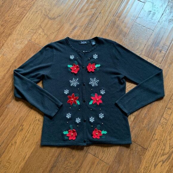 Vintage Crystal Kobe Christmas Cardigan Sweater - Picture 4 of 12